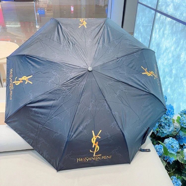 Yves Saint Laurent Uncategorized Three-Fold Automatic Folding Logo-Print Umbrella — 03
