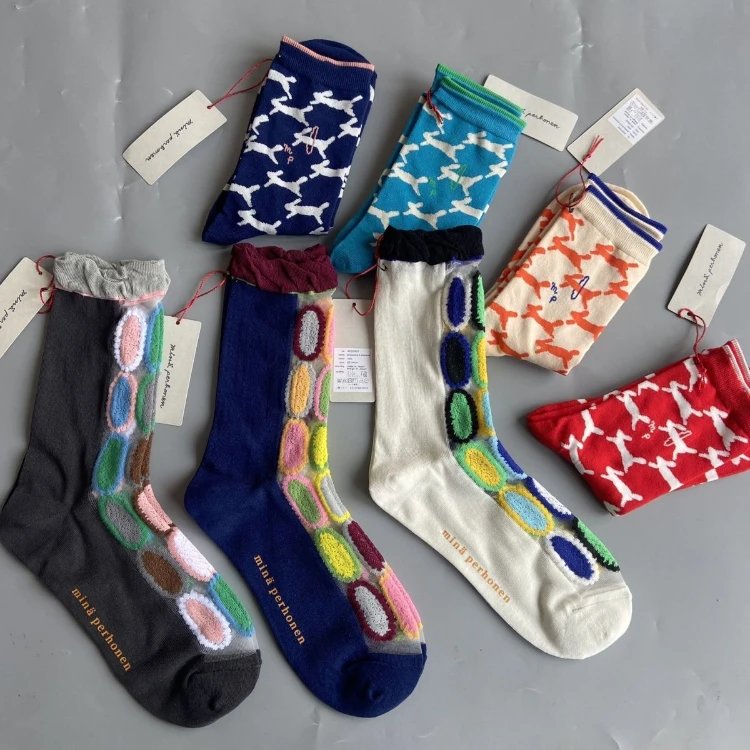 Patterned Sheer Crew Socks [13 styles]
