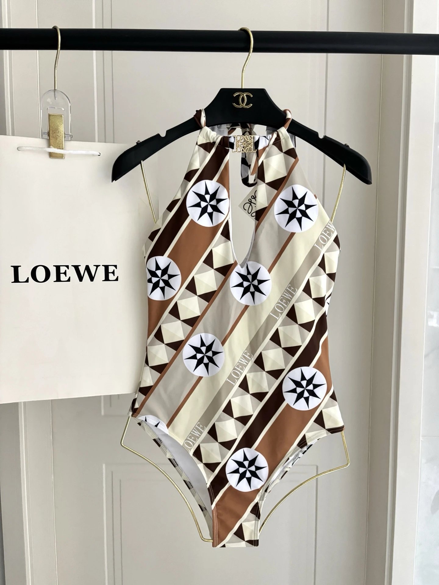 Loewe Swimwear One-Piece Swimsuit — Coffee color
