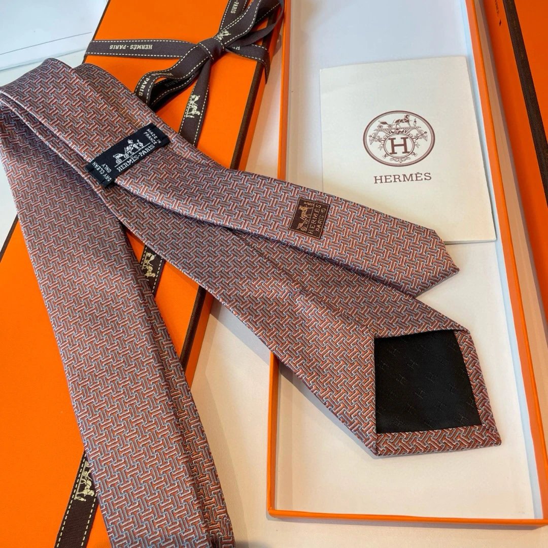 Hermès Ties Geometric H-pattern jacquard silk tie image 4