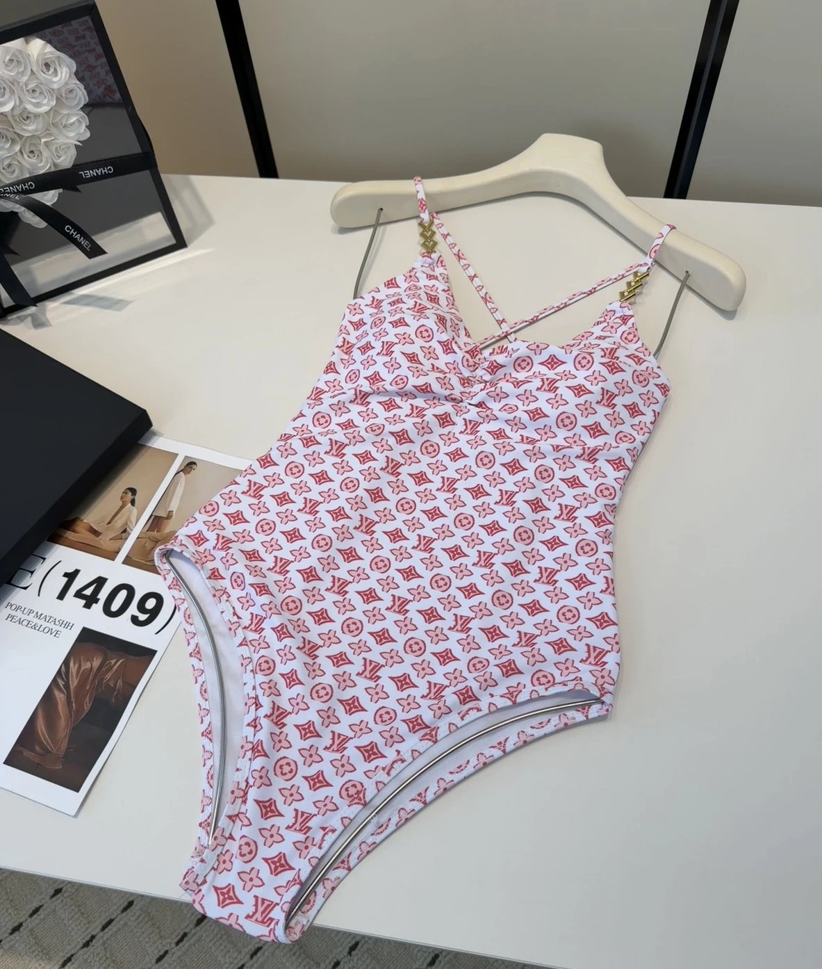 Louis Vuitton Swimwear One-Piece Monogram Swimsuit with Spaghetti Straps — 1