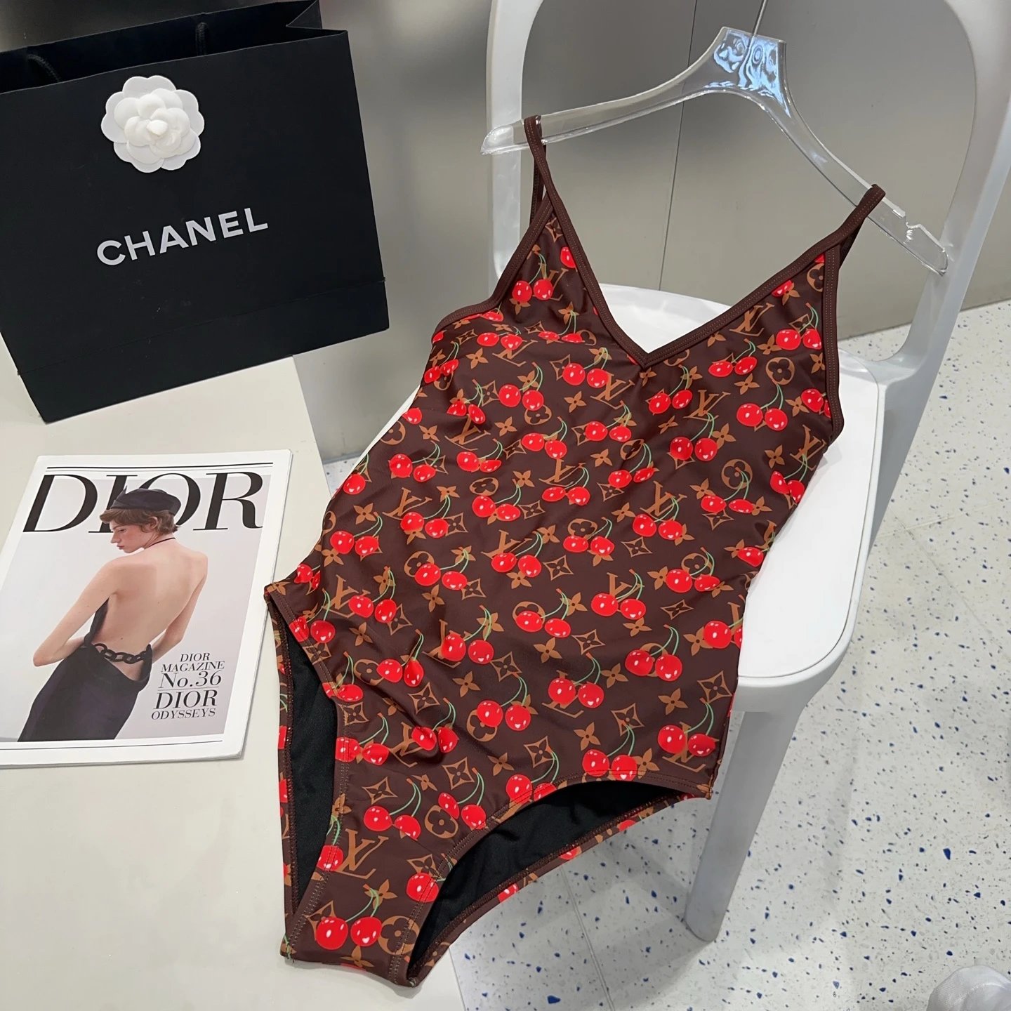 Louis Vuitton Swimwear One-Piece Monogram Swimsuit with Spaghetti Straps — 3