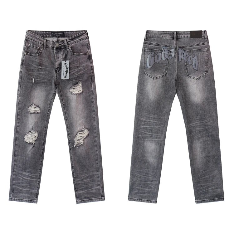 Godspeed Shorts Embroidered logo patchwork distressed denim — SKU-12-OAS8211 Ashtray