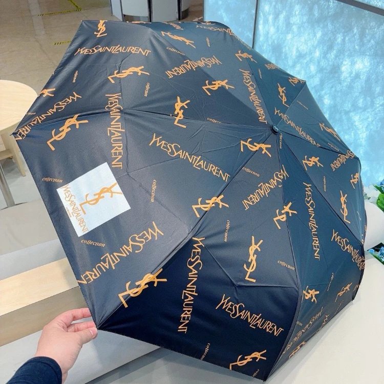 Yves Saint Laurent Uncategorized Three-Fold Automatic Folding Logo-Print Umbrella image 6