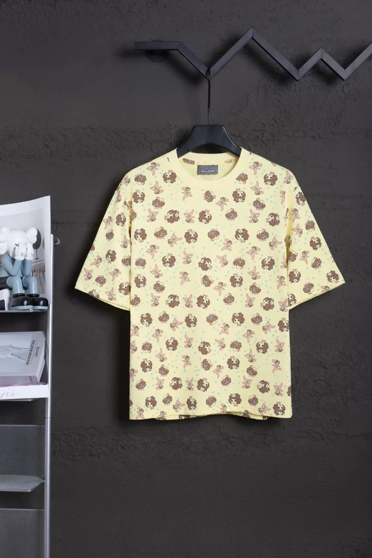 Ash Williams T-Shirts Printed Short-Sleeve Crew-Neck T-Shirt — SKU-15-Yellow Short-Sleeve