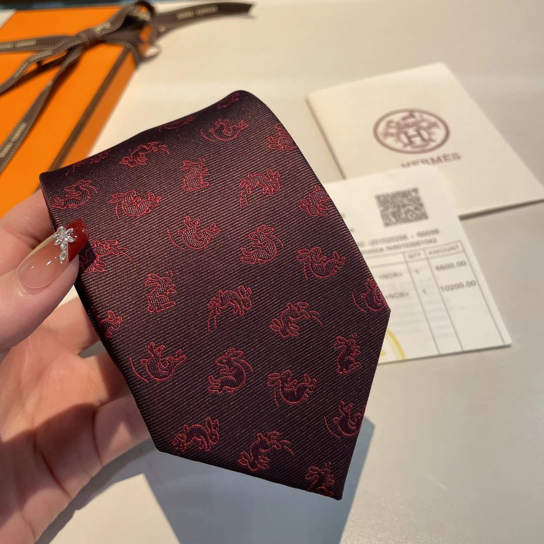 Hermès Ties 6576 Rabbit Motif Jacquard Silk Tie — 04