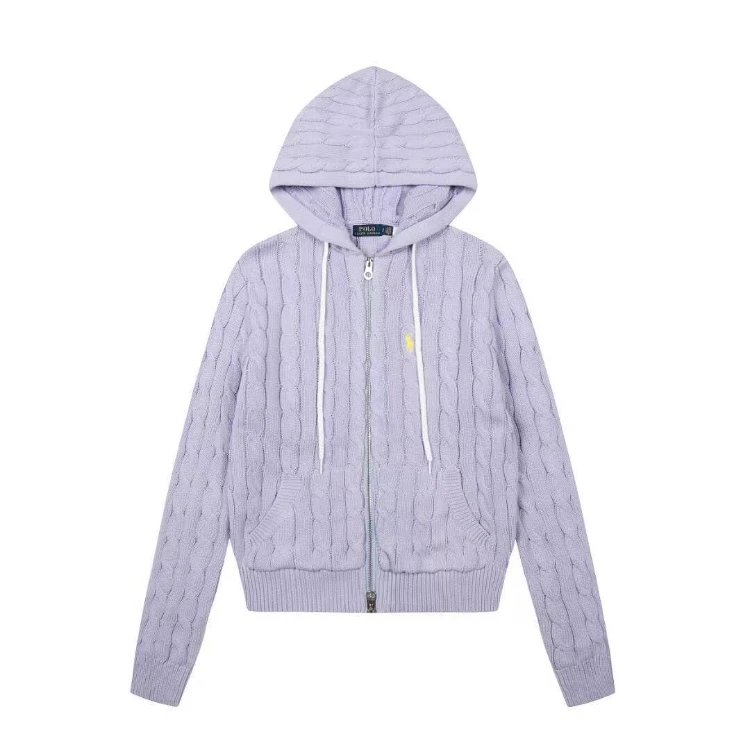 Polo Ralph Lauren Hoodies & Sweatshirts Cable-Knit Full-Zip Hooded Sweater — purple