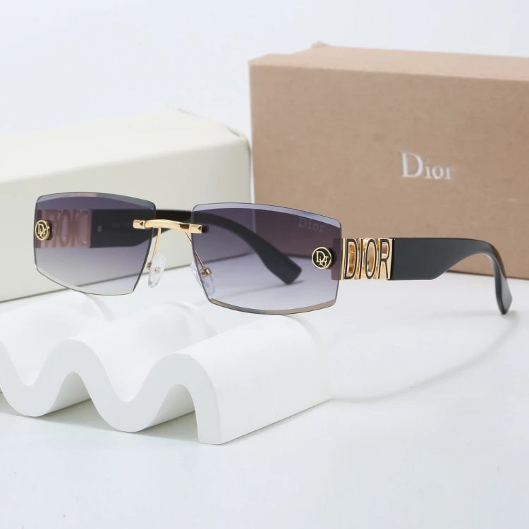 Dior Eyewear 6161 rectangular rimless sunglasses with temple lettering — 5