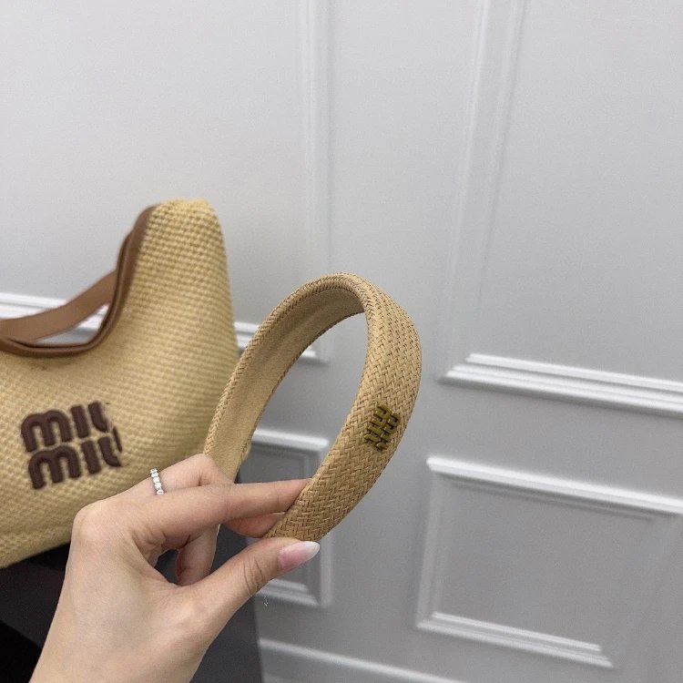 Miu Uncategorized Woven Padded Headband — Khaki