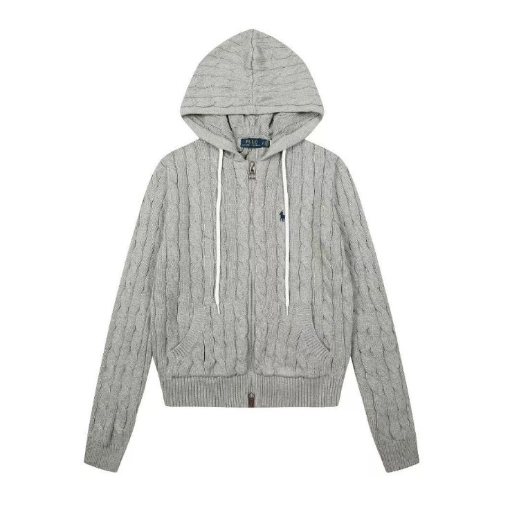 Polo Ralph Lauren Hoodies & Sweatshirts Cable-Knit Full-Zip Hooded Sweater — gray