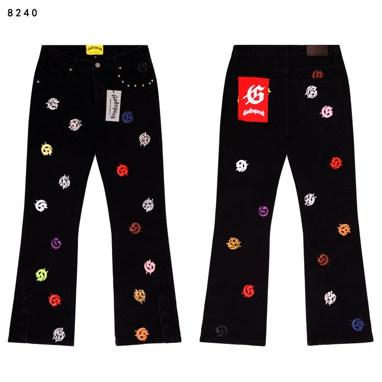 Godspeed Shorts Embroidered logo patchwork distressed denim — SKU-18-OAS8240 Black
