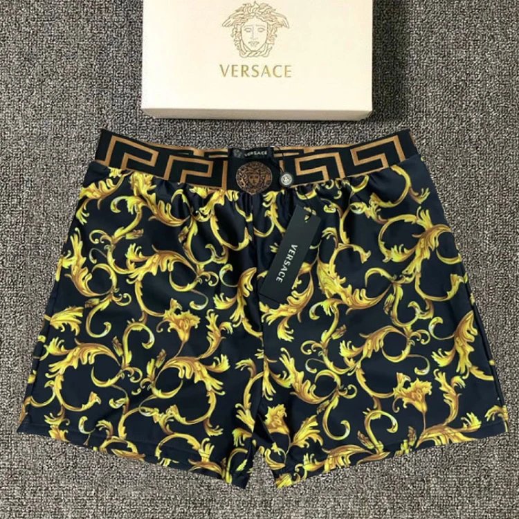 Versace Swimwear Men's Greca and Medusa Print Swim Shorts — Flower color 1