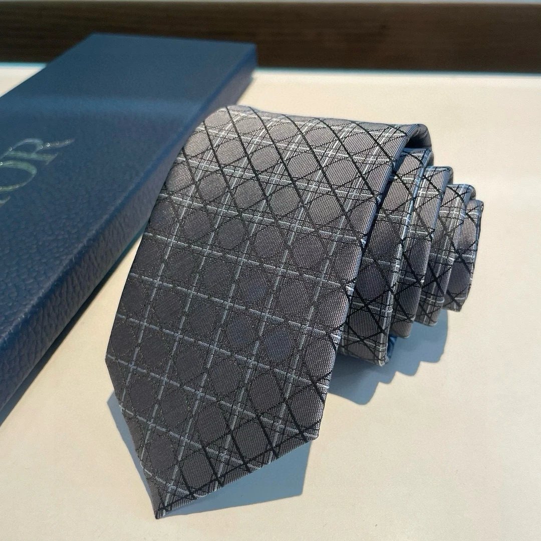 Dior Ties Geometric diamond-pattern jacquard tie — 03