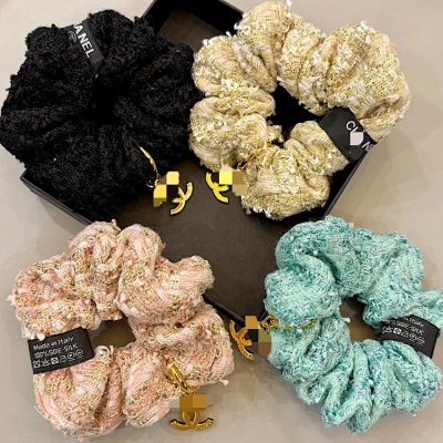 Chanel Tweed Scrunchie Set
