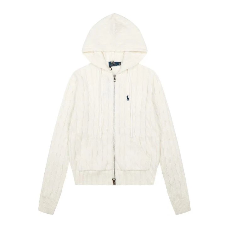 Polo Ralph Lauren Hoodies & Sweatshirts Cable-Knit Full-Zip Hooded Sweater — white