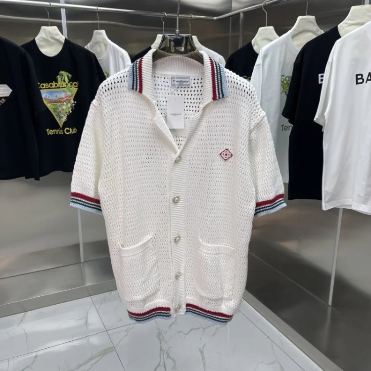 Casablanca Matching Sets Knitted short-sleeve polo or cardigan and shorts set — 77