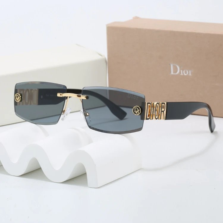 Dior Eyewear 6161 rectangular rimless sunglasses with temple lettering image 5