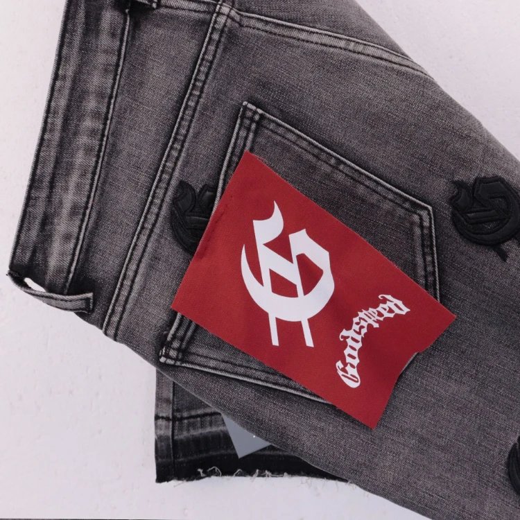 Godspeed Shorts Embroidered logo patchwork distressed denim image 2