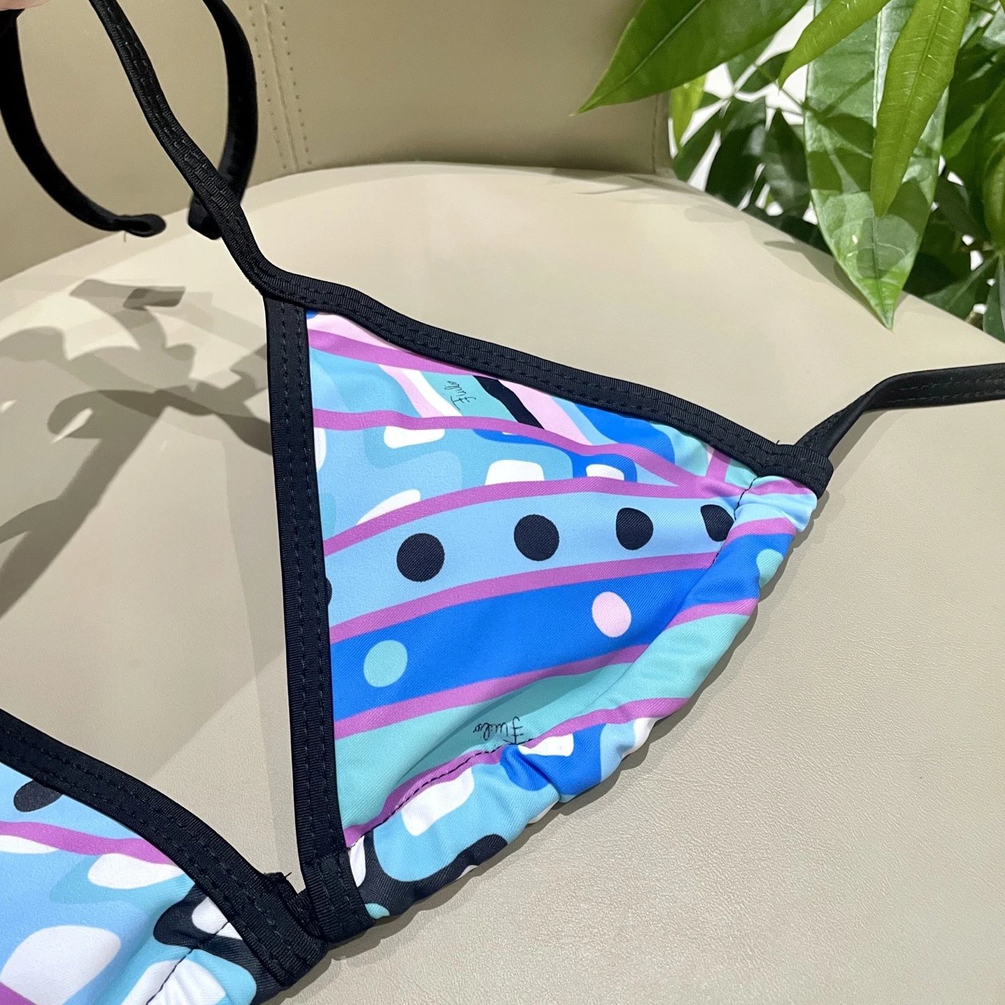 Emilio Pucci Swimwear Triangle Tie-Side Bikini Set with Geometric Print image 5