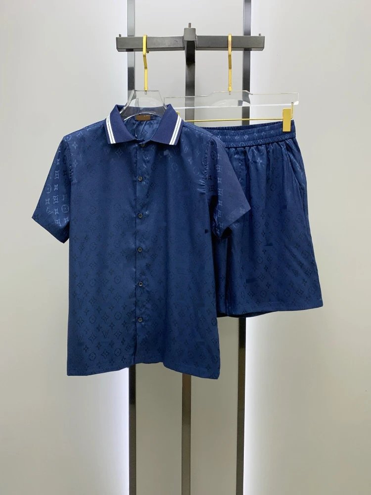 Louis Vuitton Matching Sets Monogram short-sleeve shirt and shorts set — SKU-03-011 Royal Blue