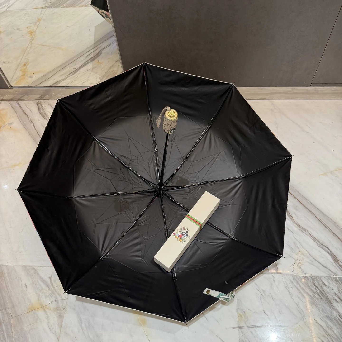 Gucci Floral Mickey Mouse Print Folding Umbrella image 5