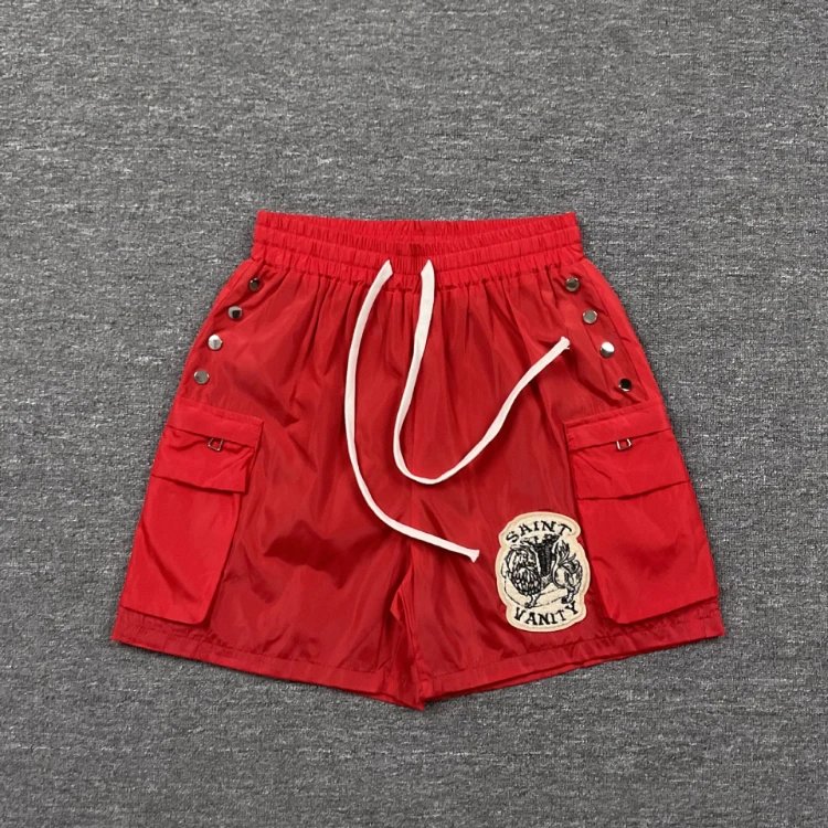 Saint Vanity Jackets Patch Cargo Jacket — Red shorts
