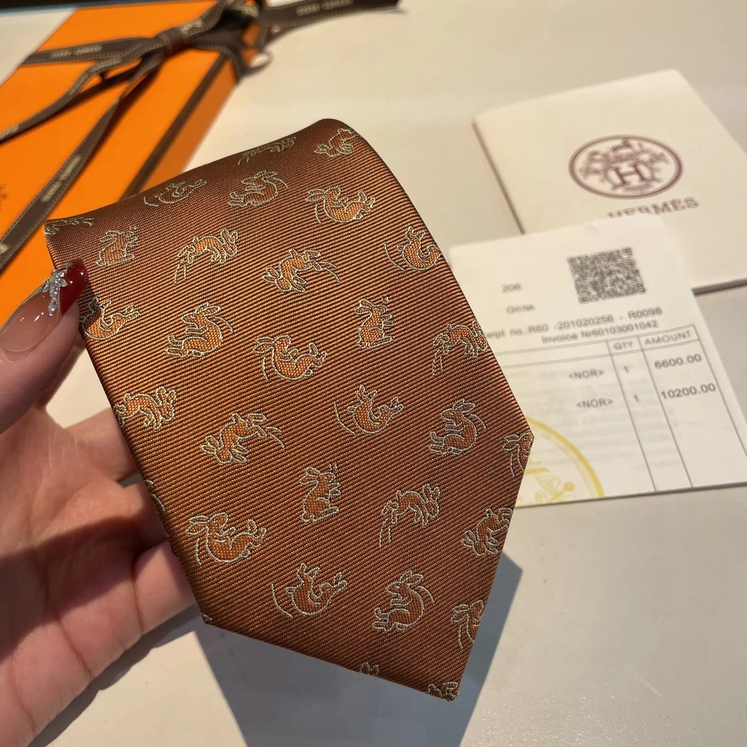 Hermès Ties 6576 Rabbit Motif Jacquard Silk Tie — 02