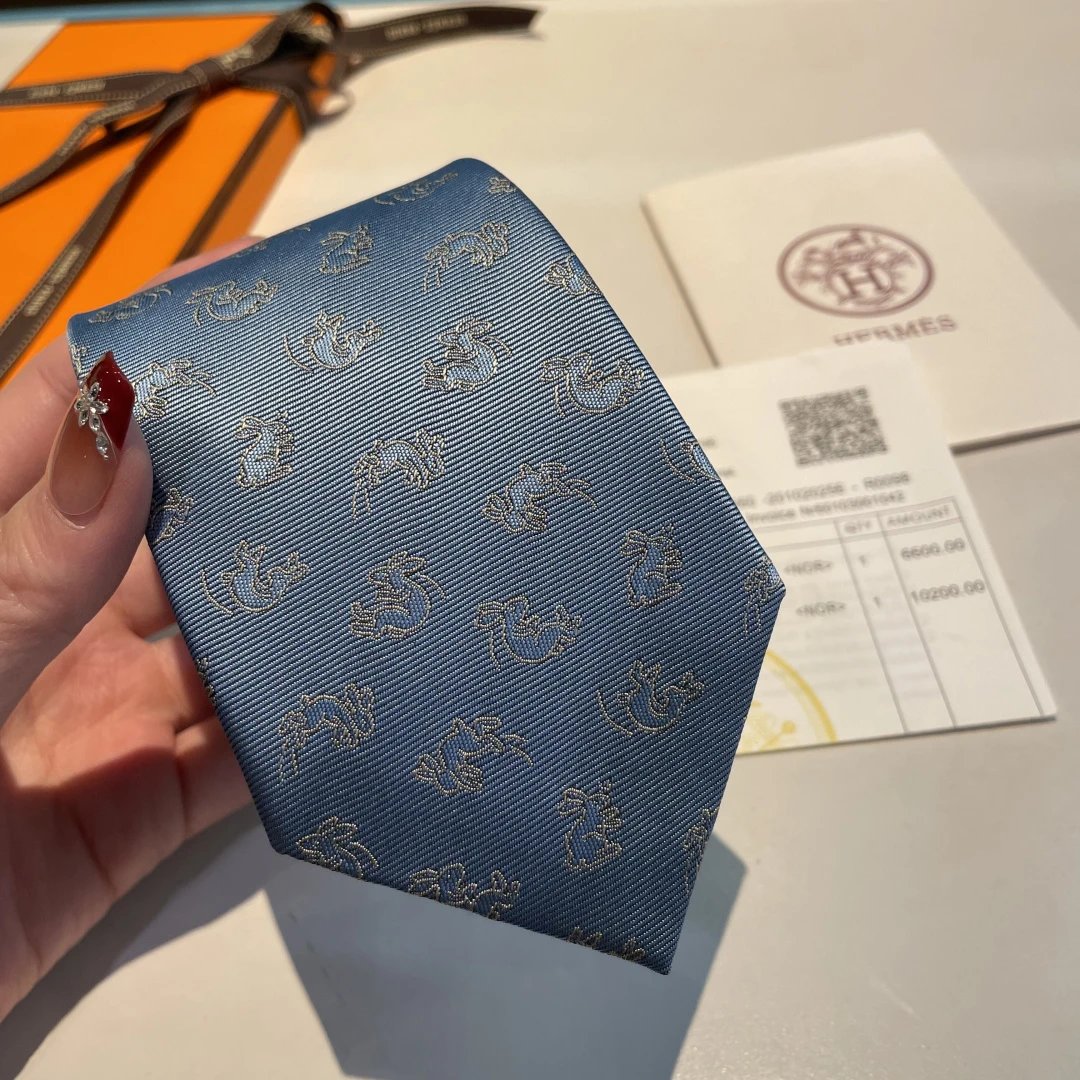 Hermès Ties 6576 Rabbit Motif Jacquard Silk Tie — 07