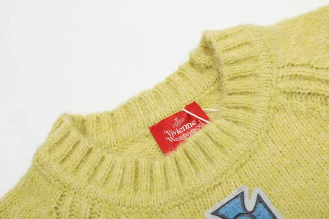 Vivienne Westwood Knitwear 6395 Orb embroidered striped-sleeve crewneck sweater product detail image 3