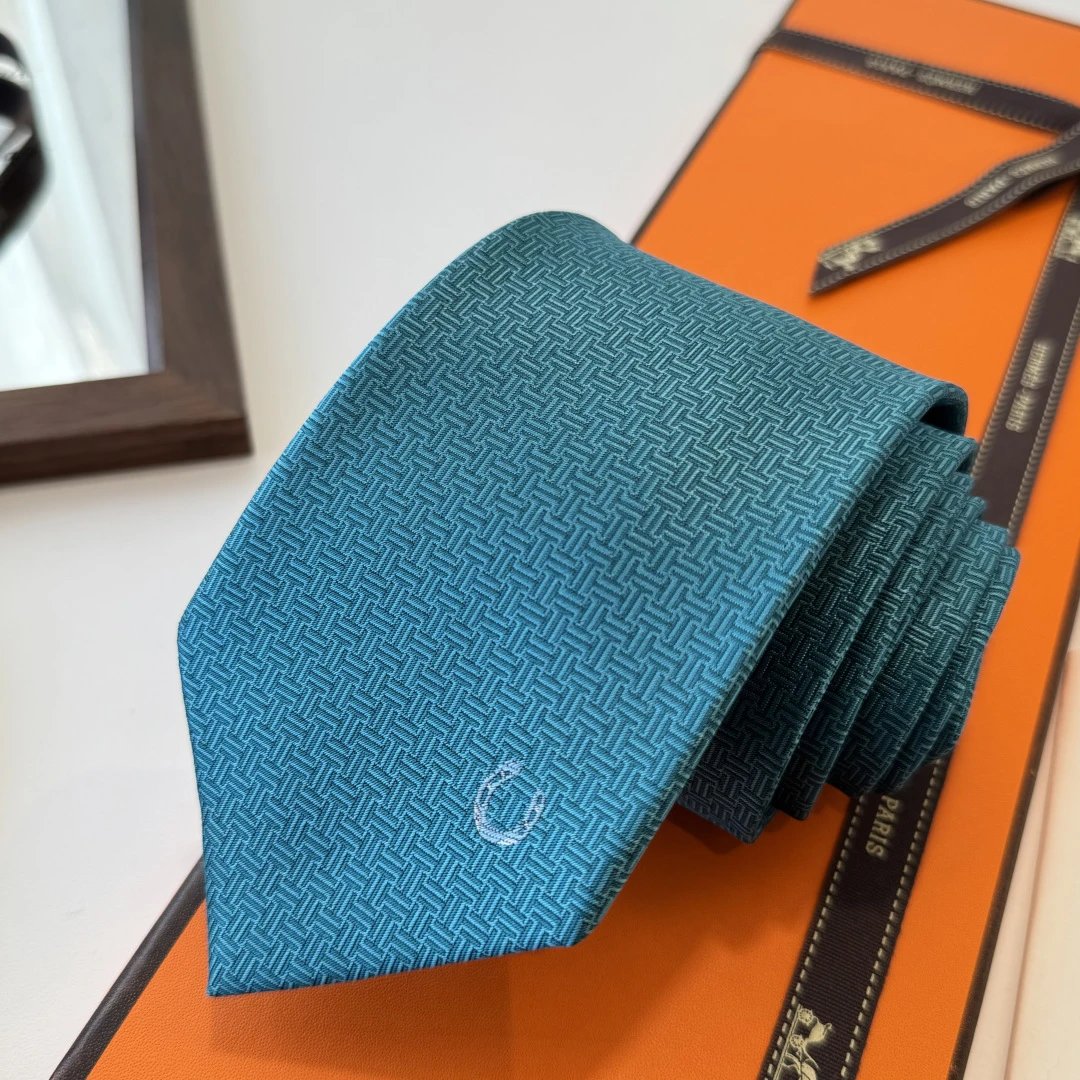 Hermès Ties Horseshoe Motif Jacquard Tie — 01