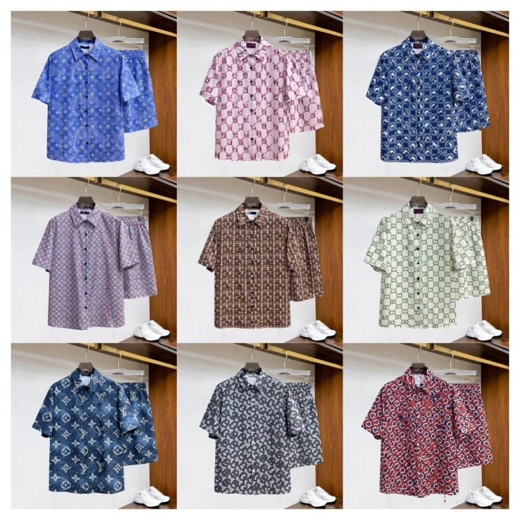 Unbranded Matching Sets Short-Sleeve Button-Front Printed Shirt and Shorts Set image 1