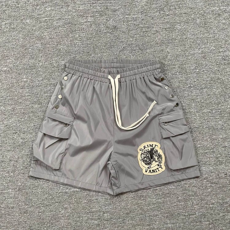 Saint Vanity Jackets Patch Cargo Jacket — Gray shorts