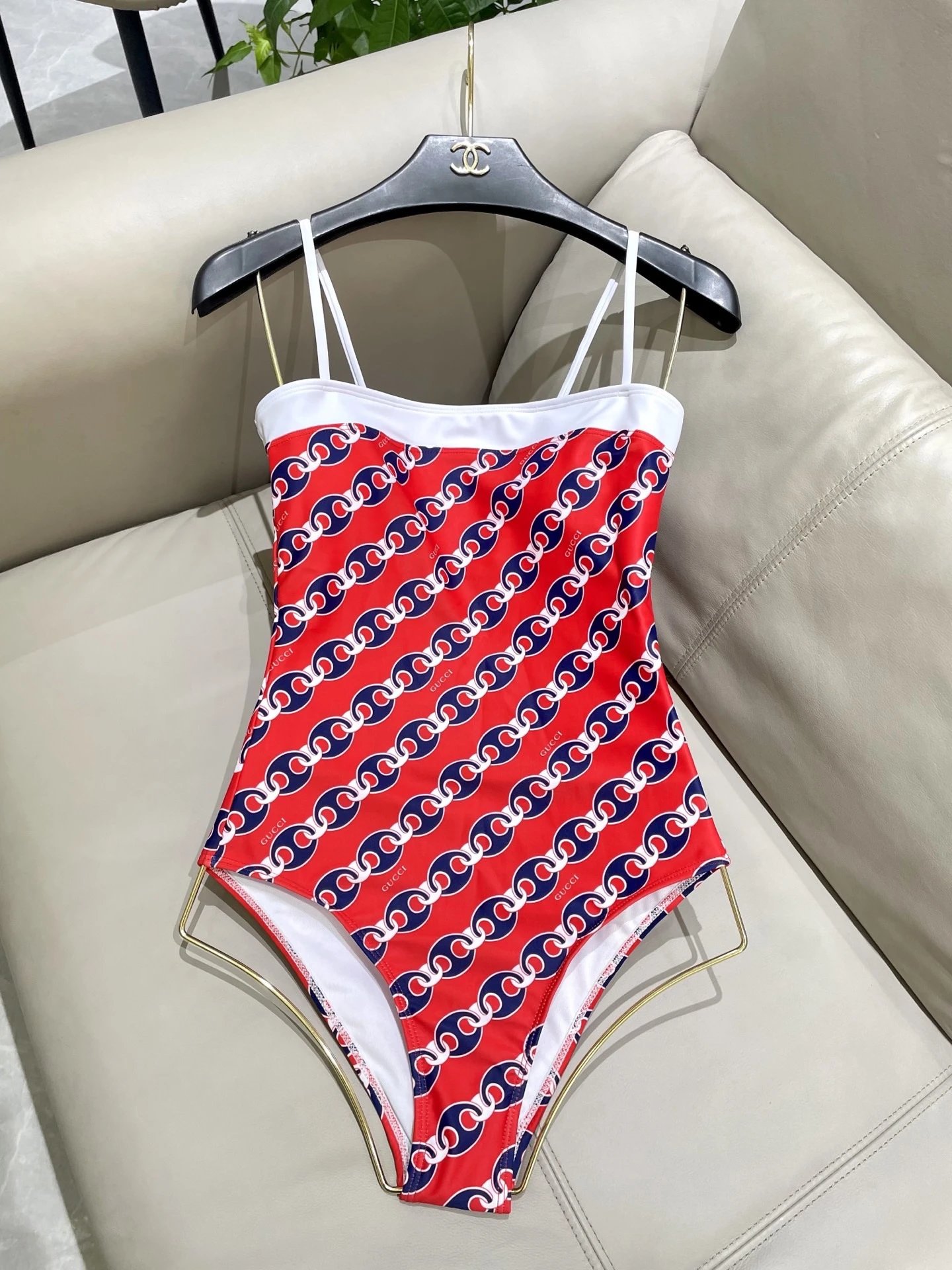 Gucci Swimwear One-Shoulder Cutout One-Piece Swimsuit — Red