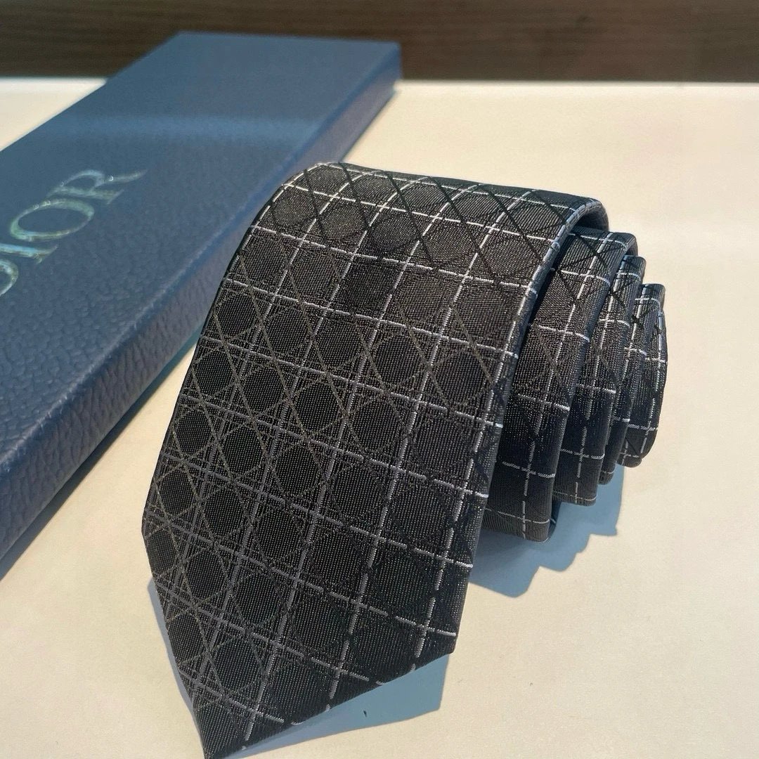 Dior Ties Geometric diamond-pattern jacquard tie — 05