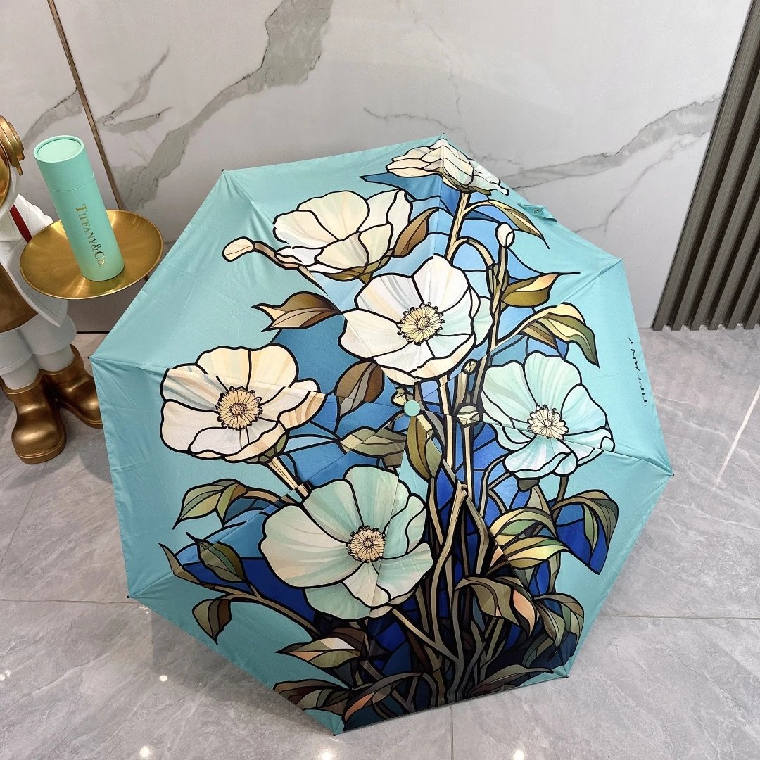 Tiffany & Co. Uncategorized Five-fold folding floral-print umbrella — 02