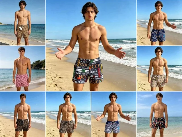 Gucci Swimwear Logo-print lined swim trunks product detail image 1