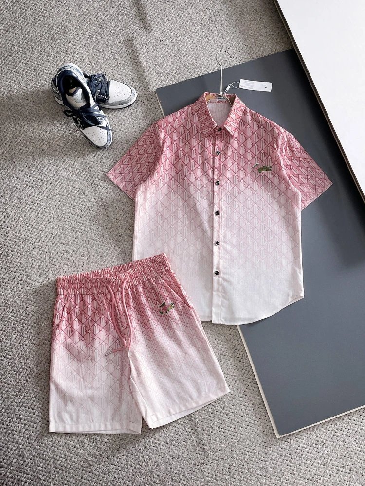 Unbranded Matching Sets Short-Sleeve Button Shirt and Drawstring Shorts Set — SKU-28-G28