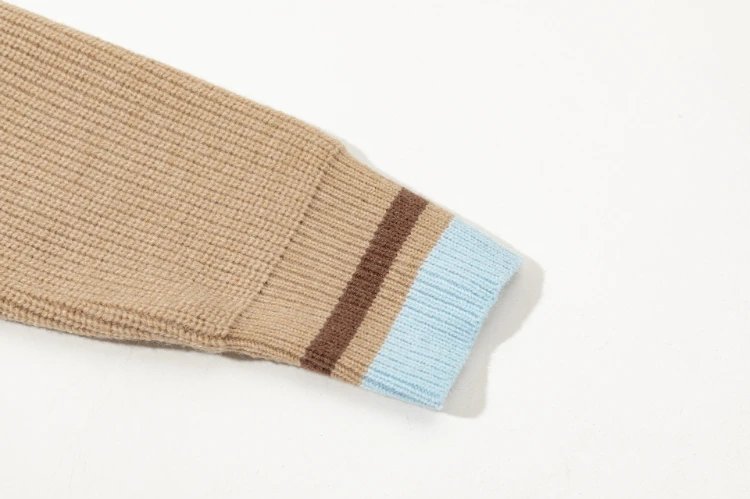 AMI Paris Knitwear V-neck knit sweater with heart applique and striped sleeves image 3