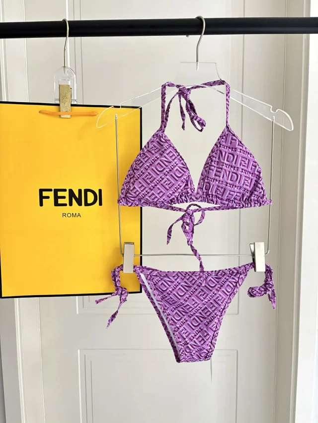 Fendi Swimwear FF logo-print triangle bikini product detail image 2