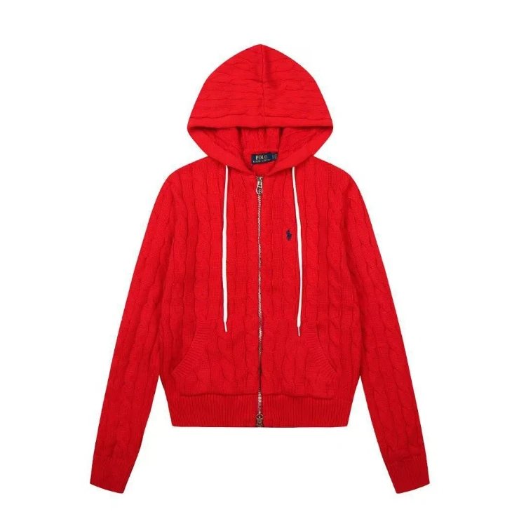 Polo Ralph Lauren Hoodies & Sweatshirts Cable-Knit Full-Zip Hooded Sweater — Chinese Red