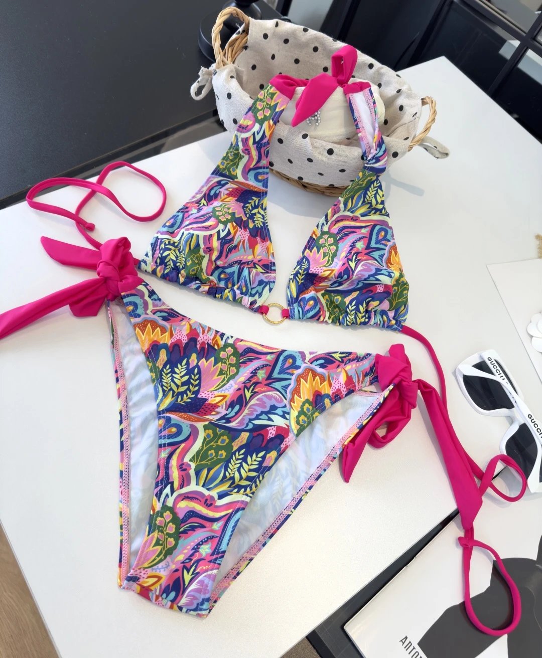 Versace Swimwear Two-Piece Triangle Bikini Set — 1