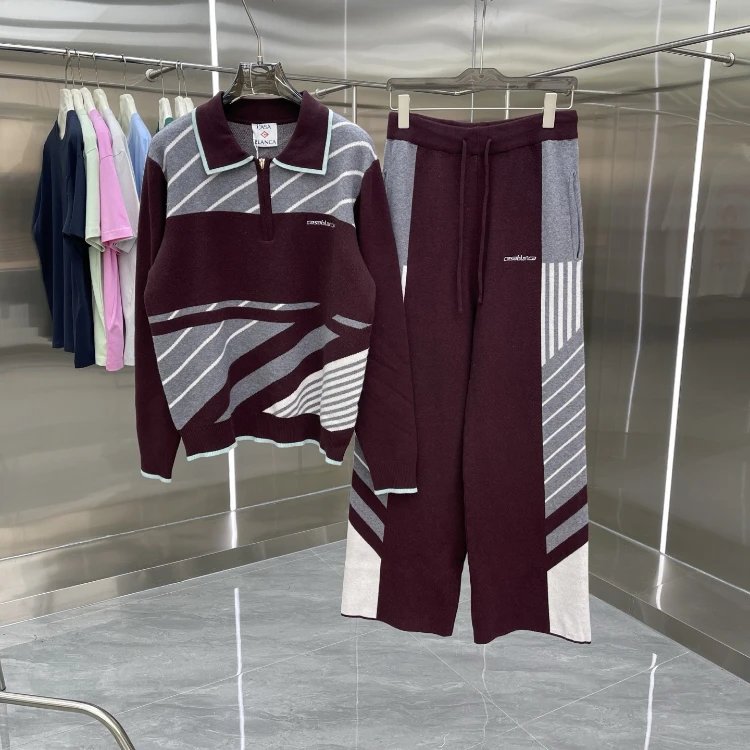 Casablanca Matching Sets Knitted short-sleeve polo or cardigan and shorts set — 68