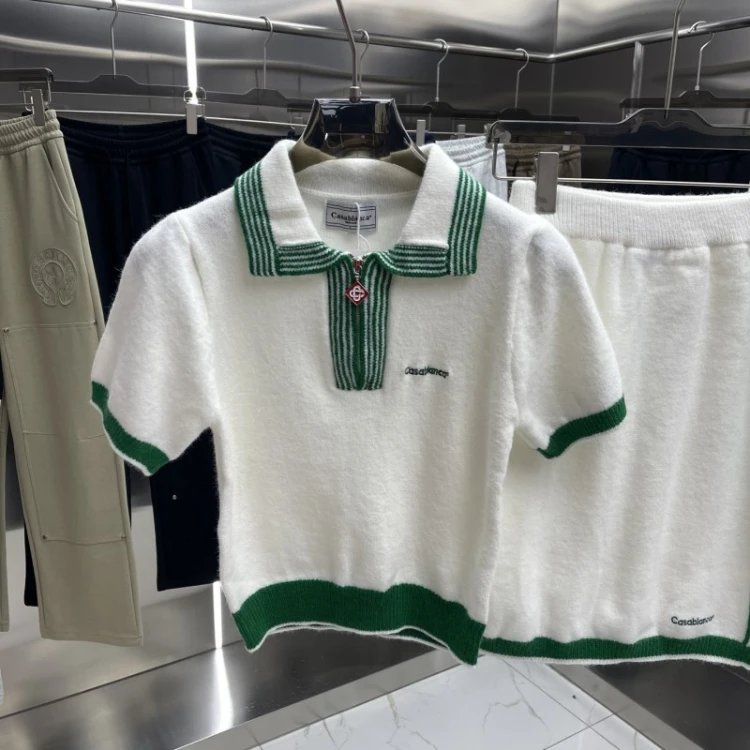 Casablanca Matching Sets Knitted short-sleeve polo or cardigan and shorts set — 59