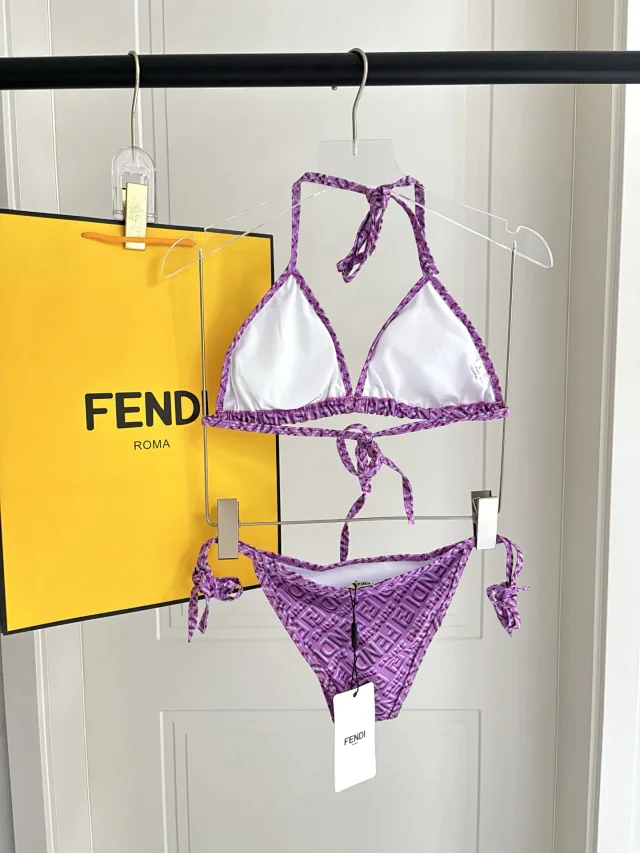 Fendi Swimwear FF logo-print triangle bikini product detail image 3