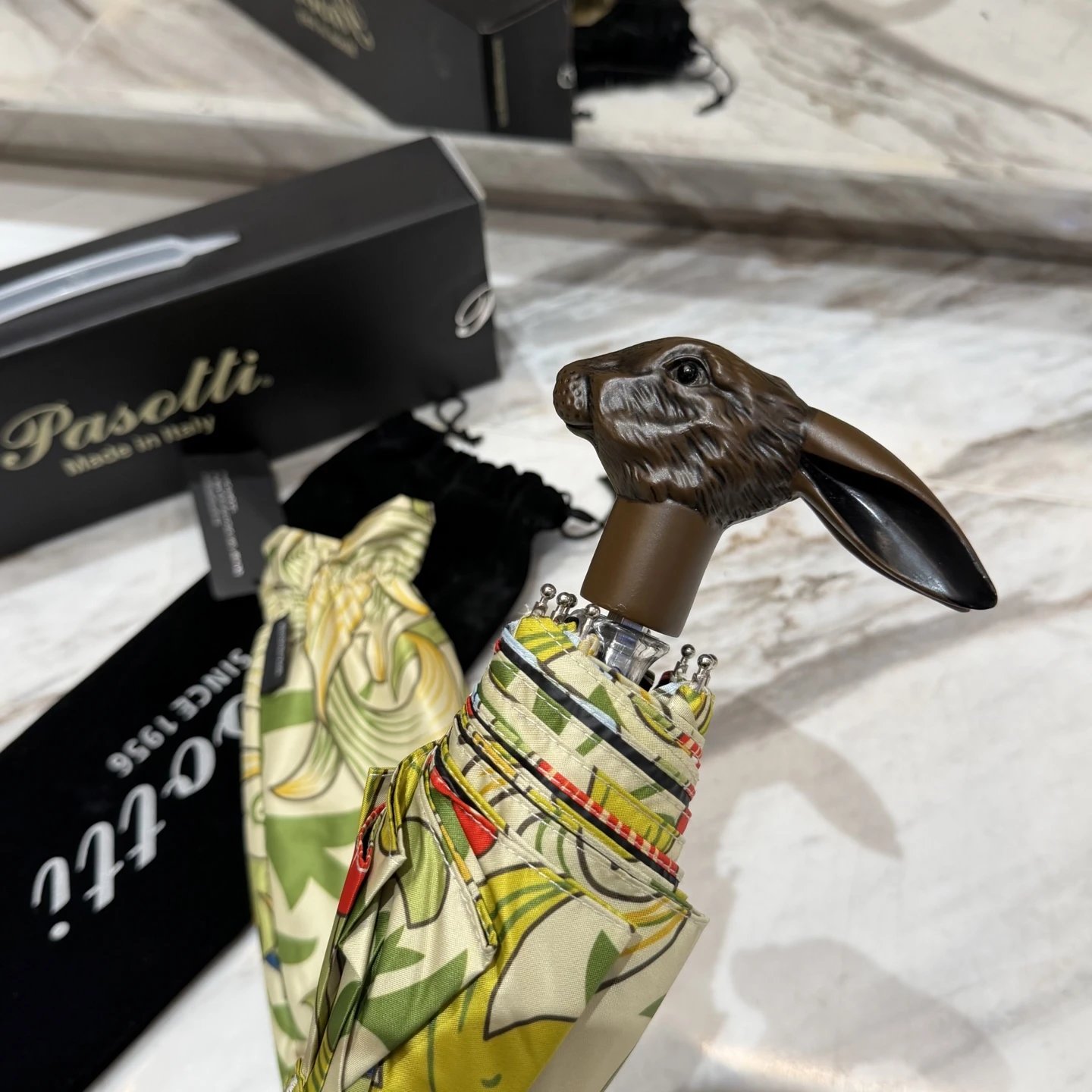 Pasotti Uncategorized Folding Umbrella with Rabbit Handle image 2