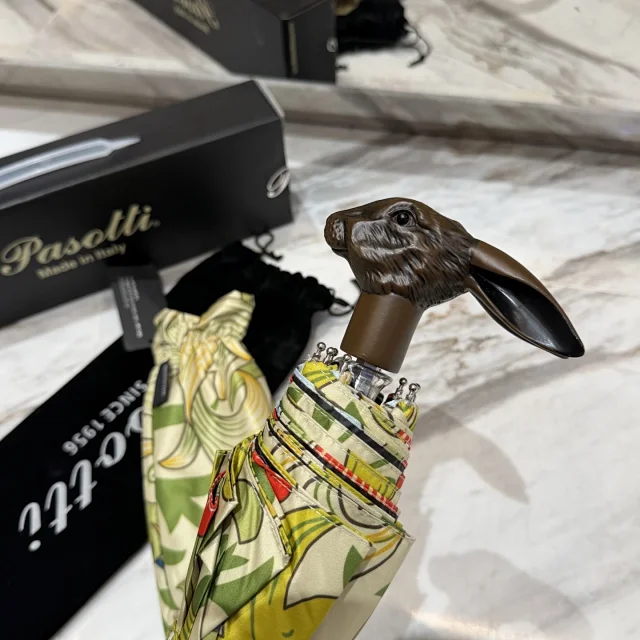 Pasotti Uncategorized Folding Umbrella with Rabbit Handle product detail image 2