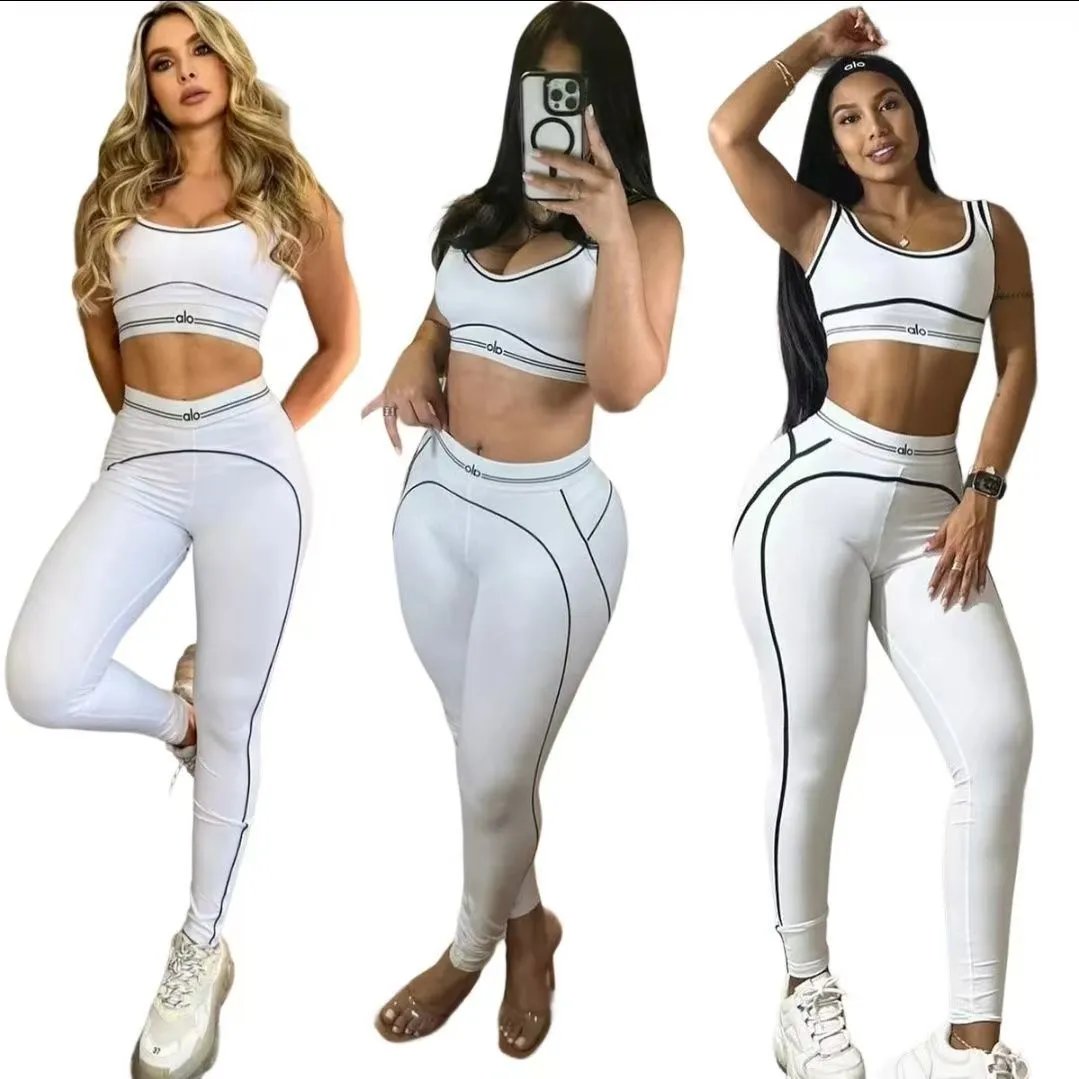 Alo Matching Sets Piped Sports Bra and Leggings Set image 2