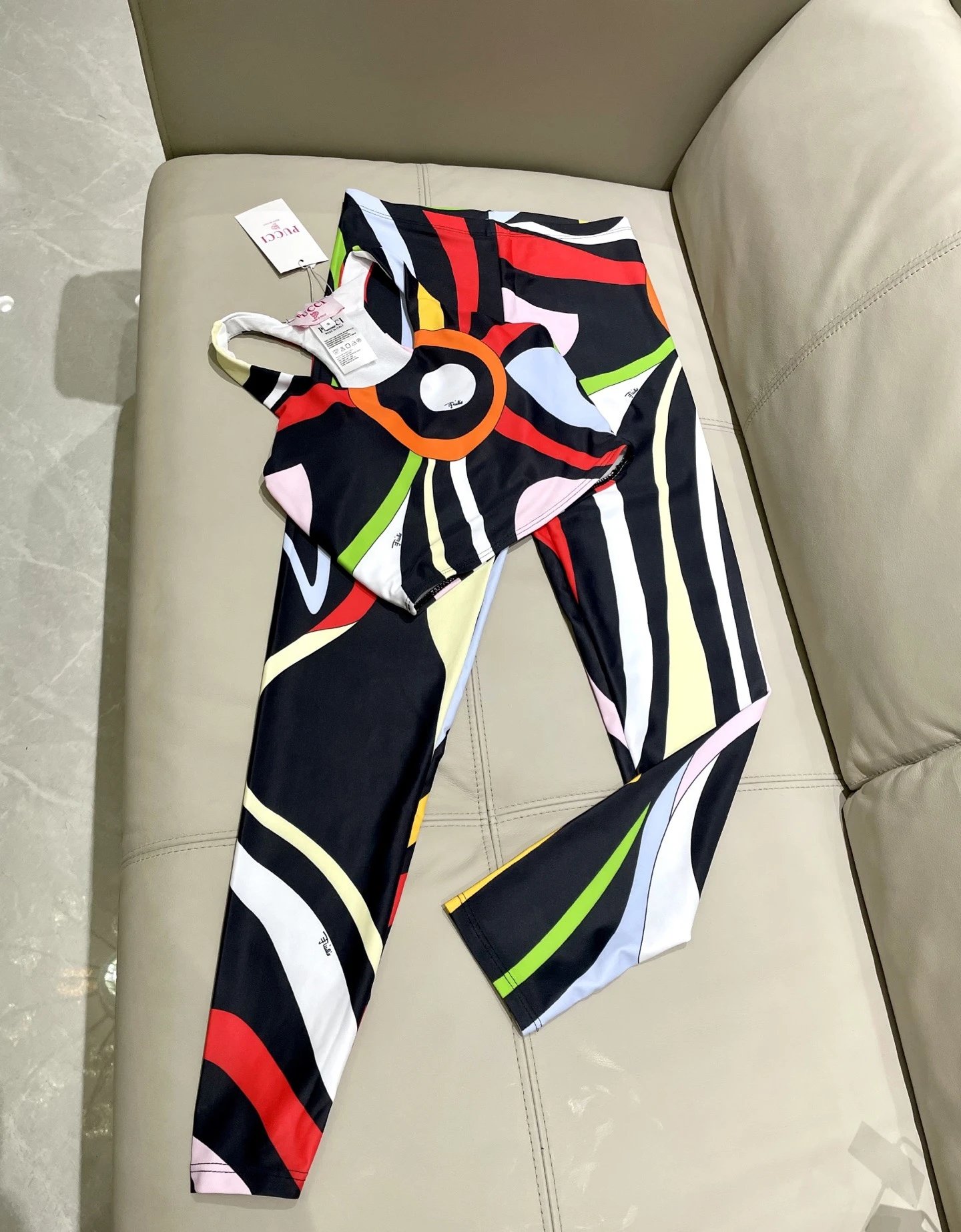 Emilio Pucci Matching Sets Abstract Print Crop Top and Leggings Set — 05