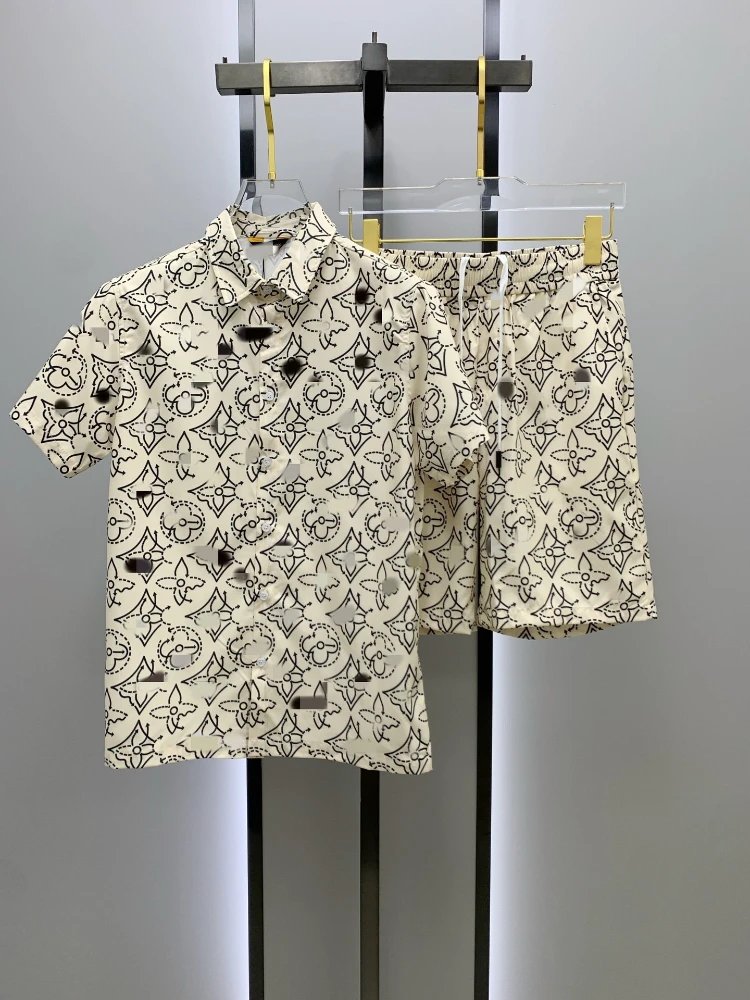 Louis Vuitton Matching Sets Monogram short-sleeve shirt and shorts set — SKU-22-017 milky white