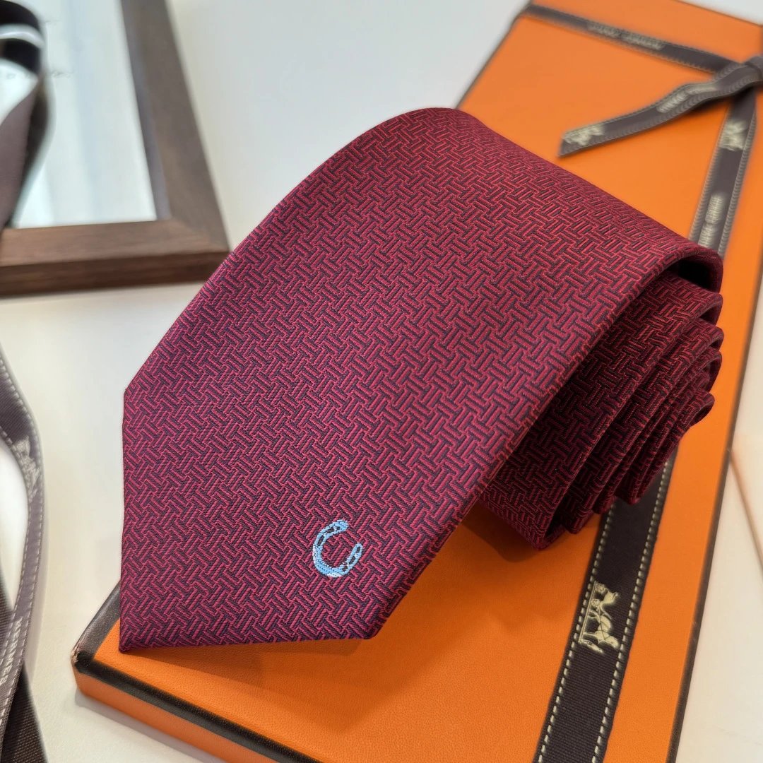 Hermès Ties Horseshoe Motif Jacquard Tie — 03
